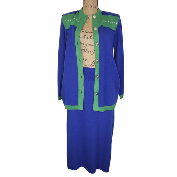 Vintage 80s Laura by Alyzia 2 Piece Cardigan and Skirt Set Size 10 Made in USA - Picture 2 of 15